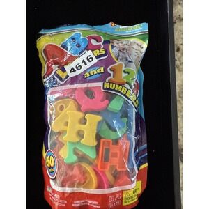 60pc Fridge Magnet ABC's & 123's -letters, numbers. Plastic Magnetic. 4616